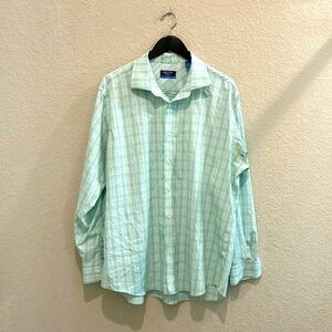 Nautica shirt size XL green and white with small blue stripes